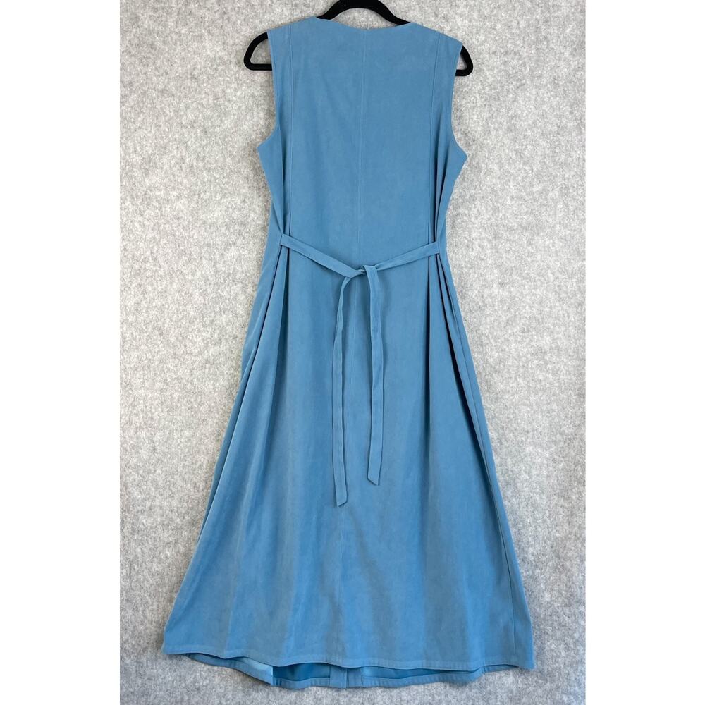 Orvis Dress Womens 10 Blue Button Front Sleeveless Pleated Midi Modest Casual - Picture 9 of 13